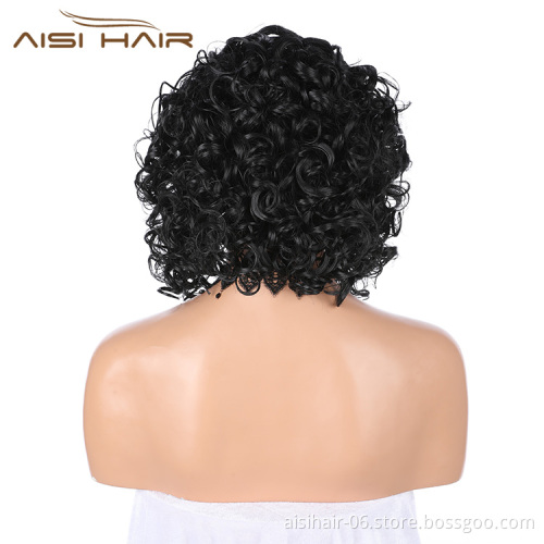 Aisi Hair Short Afro Kinky Curly Wig Cosplay Natural Black Lace Front Wig Side Part Lace Frontal Hair Wigs For Black White Women
